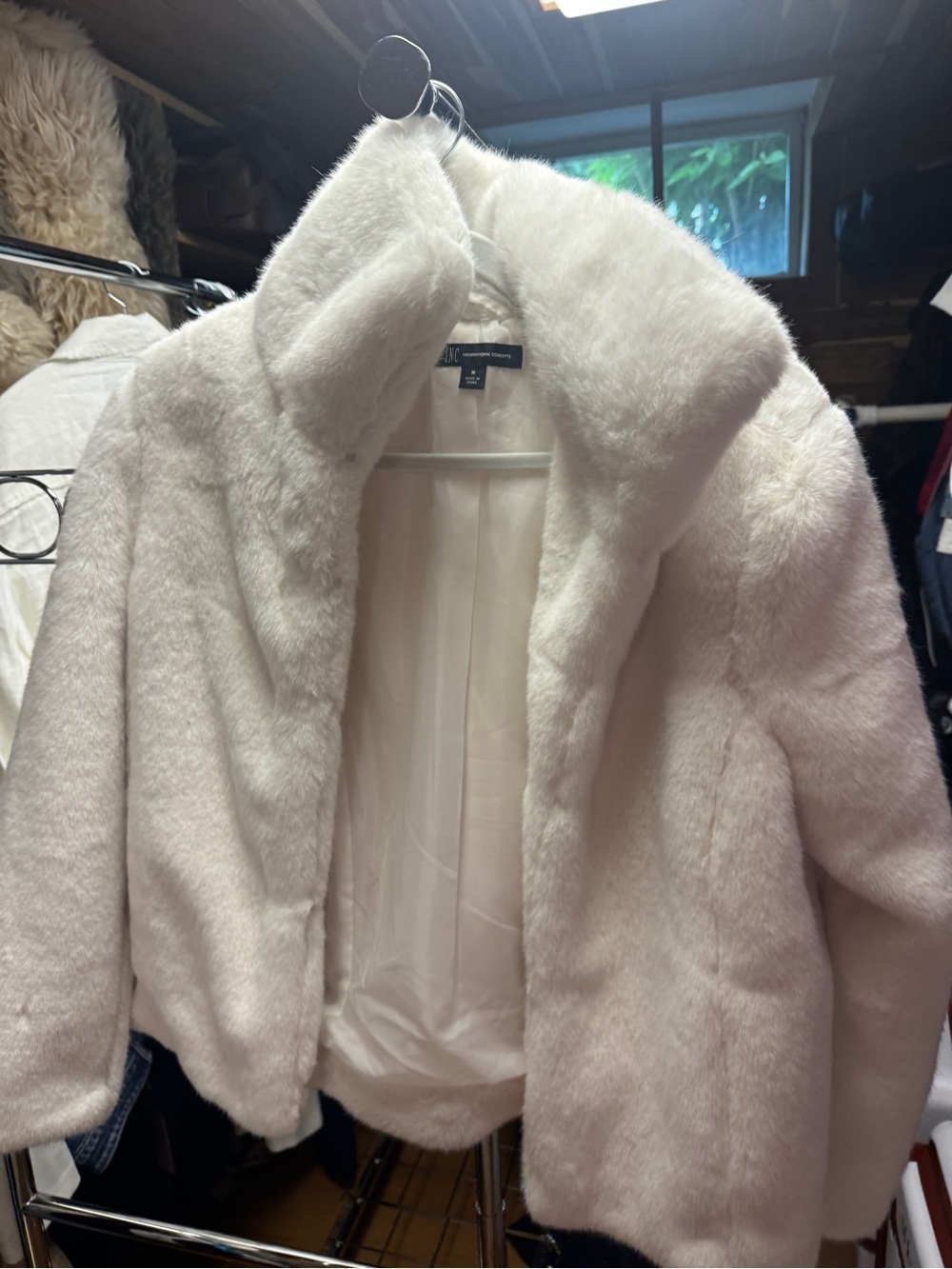 INC International Concepts Plush Ivory Teddy Jacket